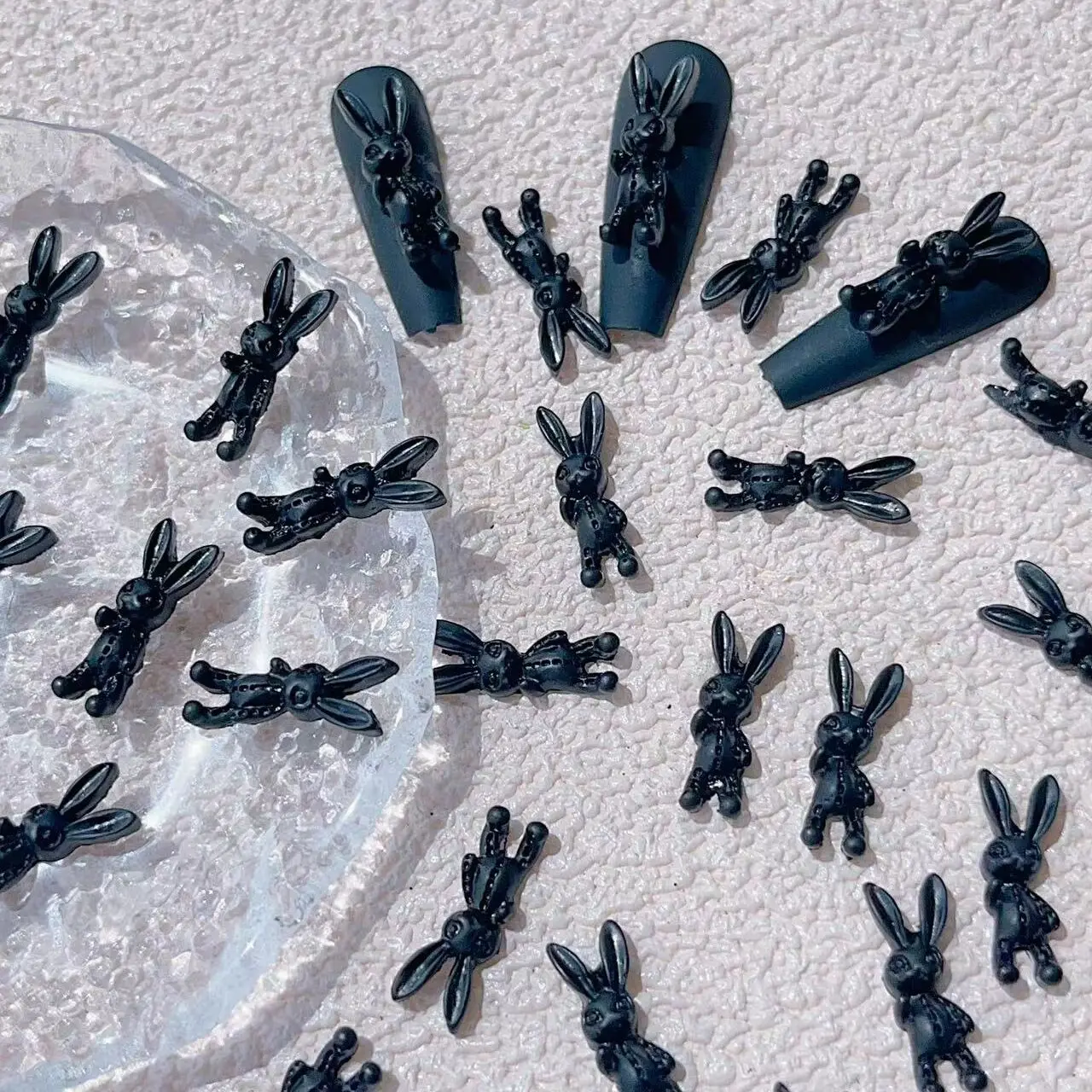 

20PC 3D charm nail decoration New Halloween Festival Vintage Black Cartoon Rabbit Resin jewelry nail accessories YD-167