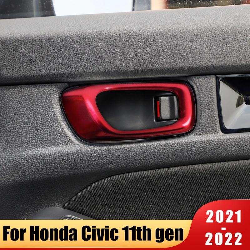 

ABS Car Styling Door Handle Bowl Panel Frame Cover Interior Decoration Trim For Honda Civic 11th Gen 2021 2022 Accessories