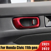 abs car styling door handle bowl panel frame cover interior decoration trim for honda civic 11th gen 2021 2022 accessories