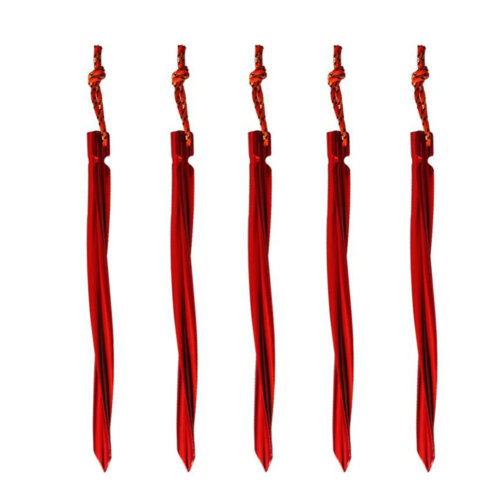 

7 шт., колышки для палатки из 7001 алюминия со светоотражающими шнурами (красные 25 см)