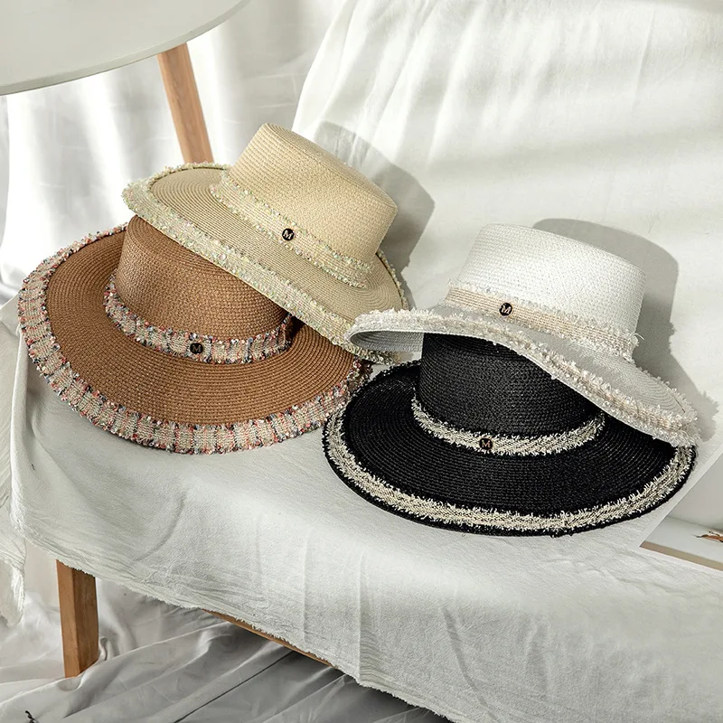 

Fashion Hats for Women Summer Lace Decoration Straw Hat Cap Beach Outing Casual Wearing Hat Ladies Summer Sun Protection Cap