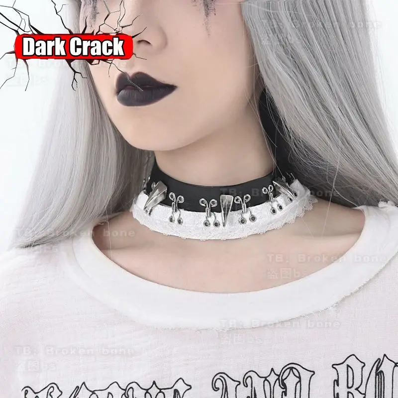 

Gothic Lolita Angel Choker Harajuku Collar Punk PU Pilei Silk Necklace Women Party Club Chokers Spike Rivet Y2K Girl Jewelry