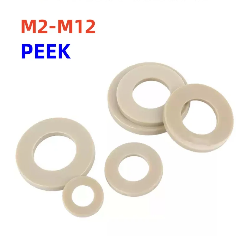 

M2 M2.5 M3 M4 M5 M6 M8 M10 M12 PEEK Высокопрочная, устойчивая к высоким температурам плоская шайба Простая прокладка
