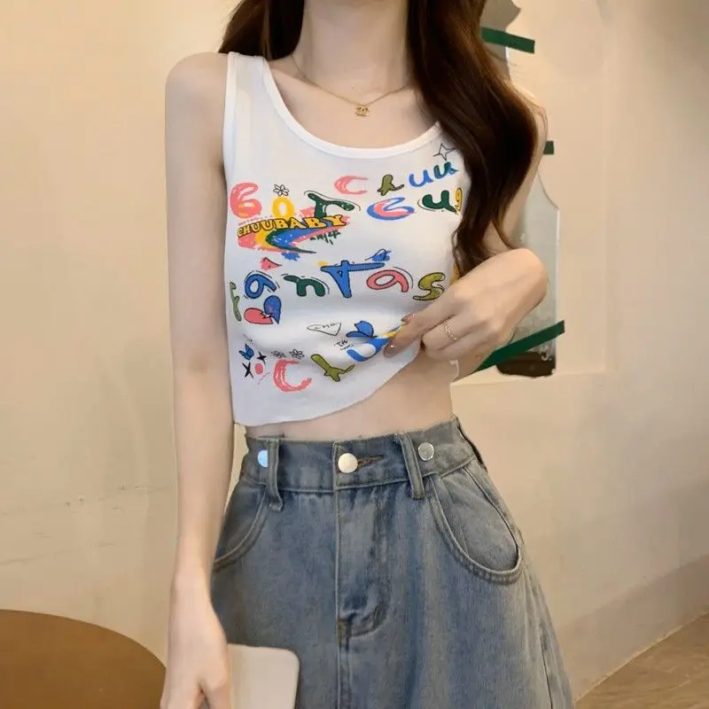 Camisola de punto с принтом grafiti monograma para mujer ropa внутренняя регулируемая Top corto Base 2024