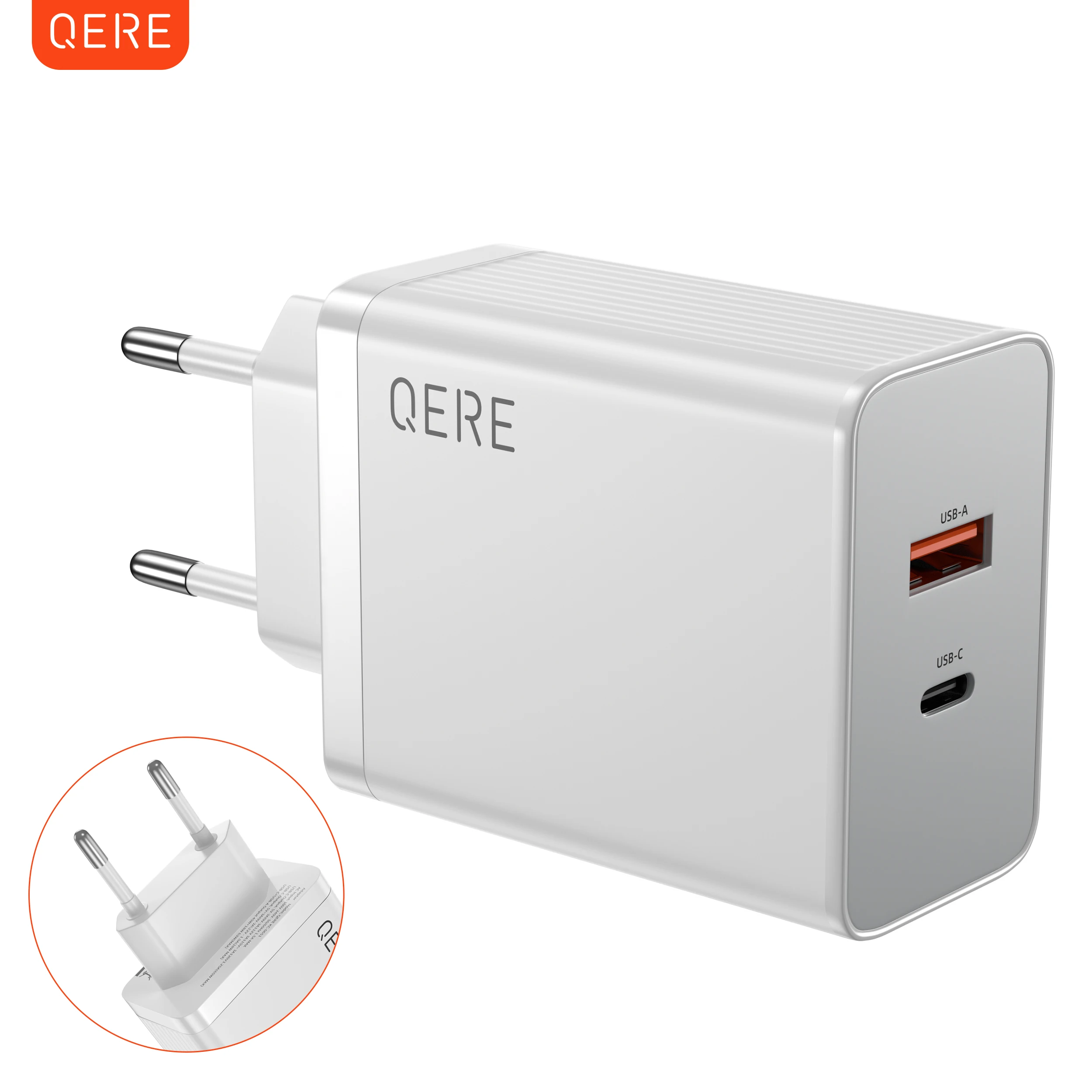 

QERE PD 65W GaN Phone Universal Adapters EU Plug Safe Type C USB Intelligent Lightning Fast Charging Mini Portable Fast Charger