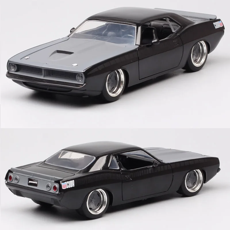 

1:24 1973 Plymouth Barracuda Scale Vintage Diecast Toy Vehicle Metal Pony Auto Muscle Racing Car Model Collectibles J18