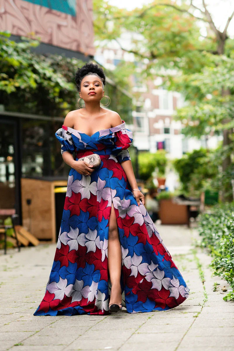 

Women's Dresses New Fashion Vintage Off-shoulder Sexy High Split Prints Lady Evening Party Maxi Dress Elegant Female Clothes