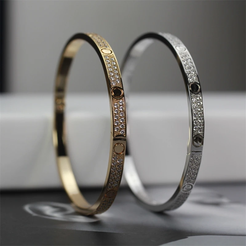 Popular Brand Jewelry Screw Fashion Luxury Women Men's Stainless Steel Bracelet Inlaid Fashion Party Classic Style Couple Bangle