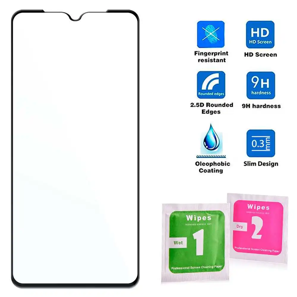 Закаленное стекло с черной рамкой совместимое Xiaomi Redmi Note 8 Pro плоская защита
