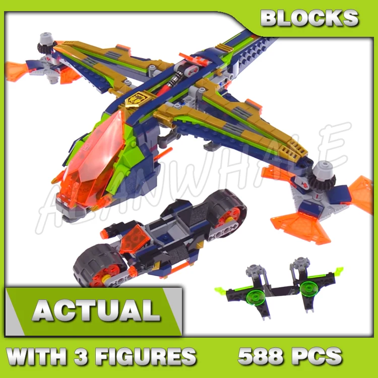 

588pcs Nexoes Knights Aaron's X-bow Flyer Raider Dropship Function 10818 Building Blocks Set Bricks Compatible with Model