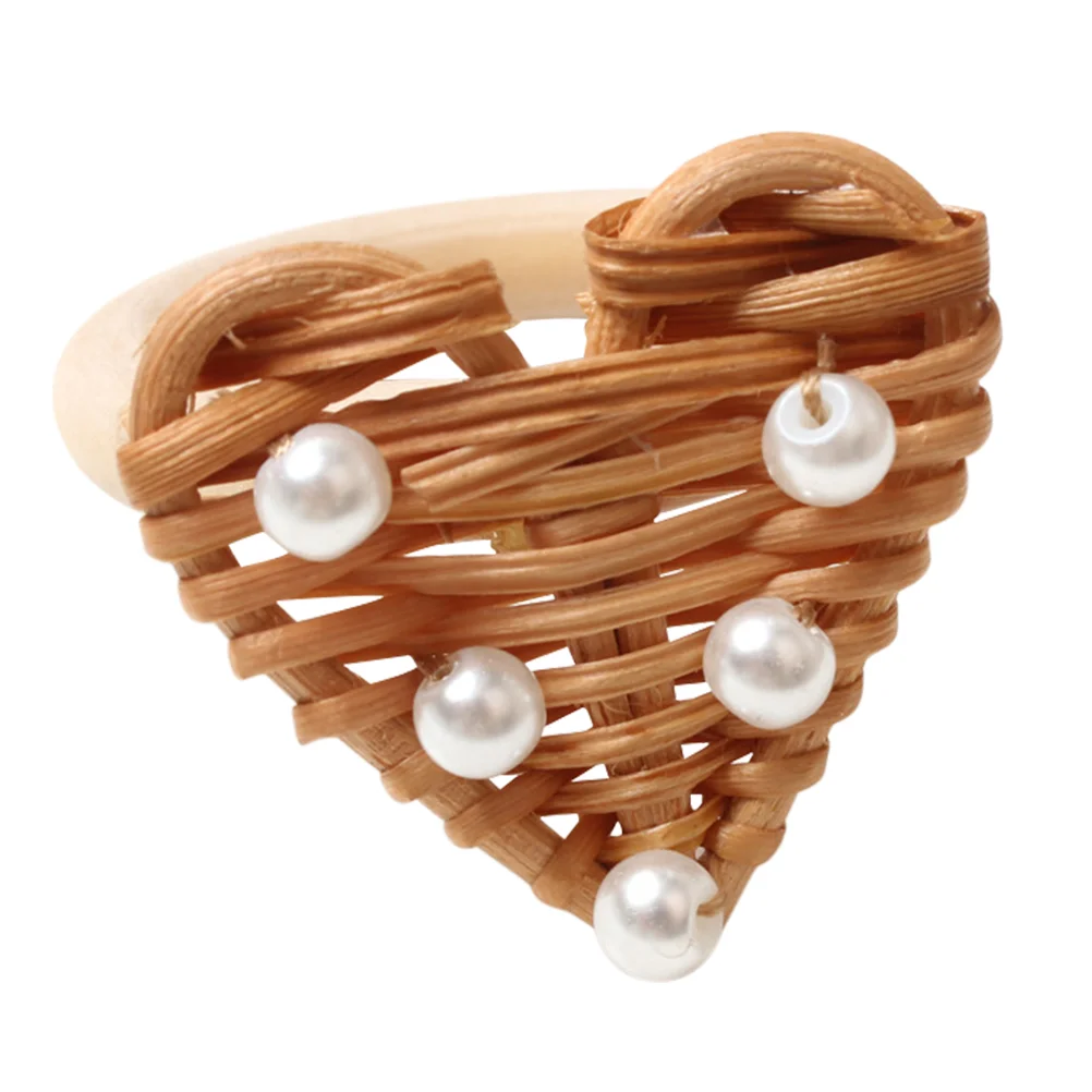 

1pc Love Shaped Pearl Napkin Buckles Fresh Weaving Napkin Rings Tablecloth Decor