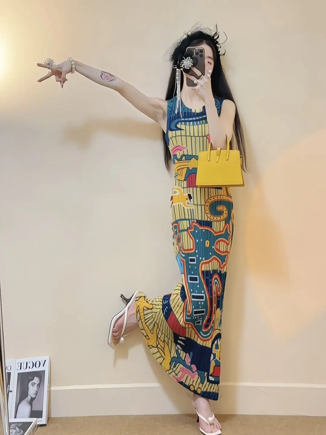 Женское прямое платье без рукавов Летнее Длинное плиссированное в складку