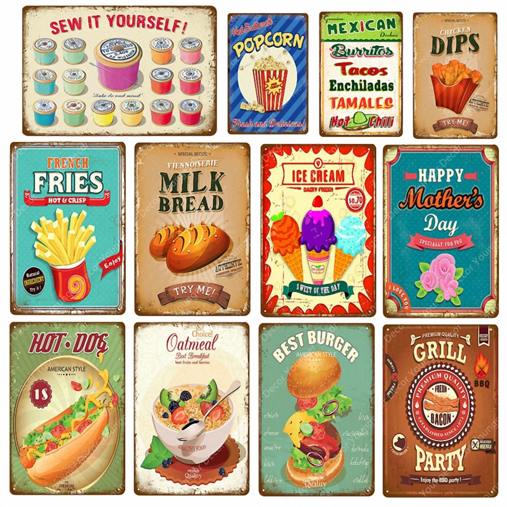 

Vintage Metal Signs Wall Plaque Home Bar Pub Club Decor Famous Wall Iron Poster metal painting (10PCS Mixed Random Shipment) A1