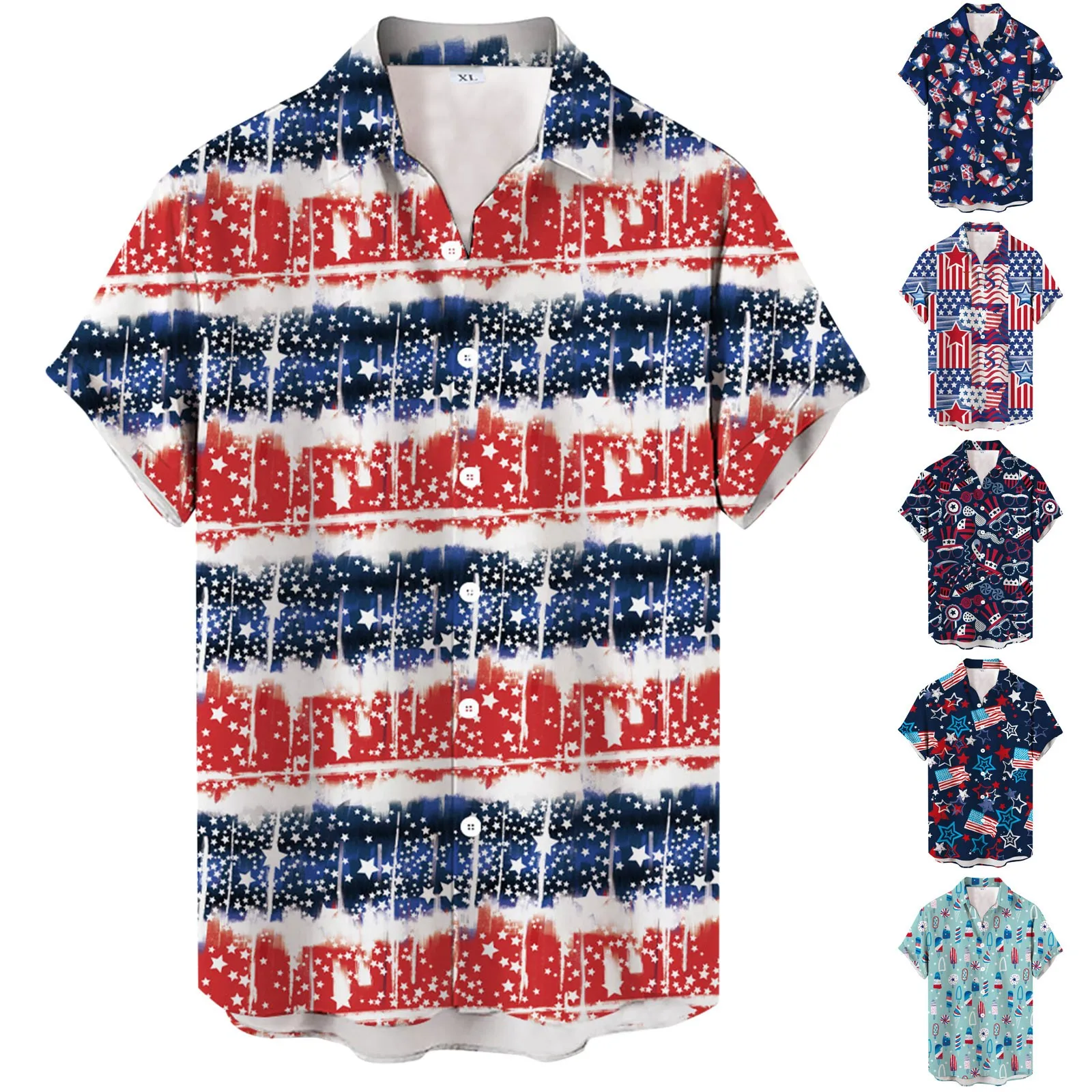 

Рубашка мужская с коротким рукавом, дизайнерская Стильная сорочка с принтом и держателем