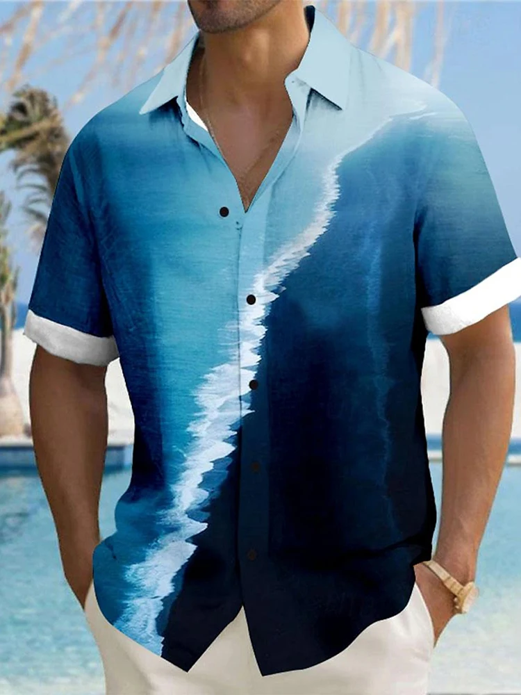 Новинка 2024 гавайская Мужская модная рубашка с коротким рукавом летняя