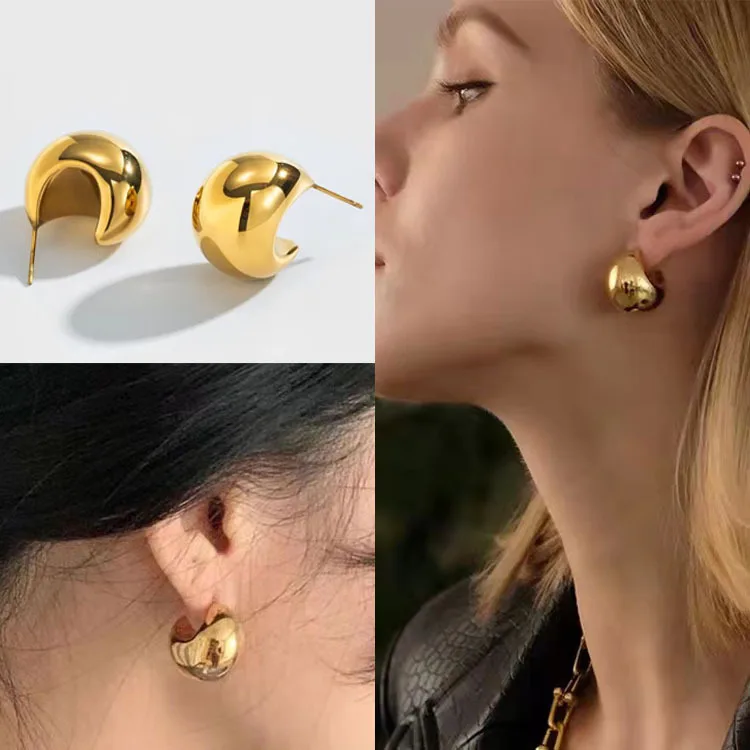 

Thickening High Grade Titanium Steel Earrings Ear Buckle 18K Gold