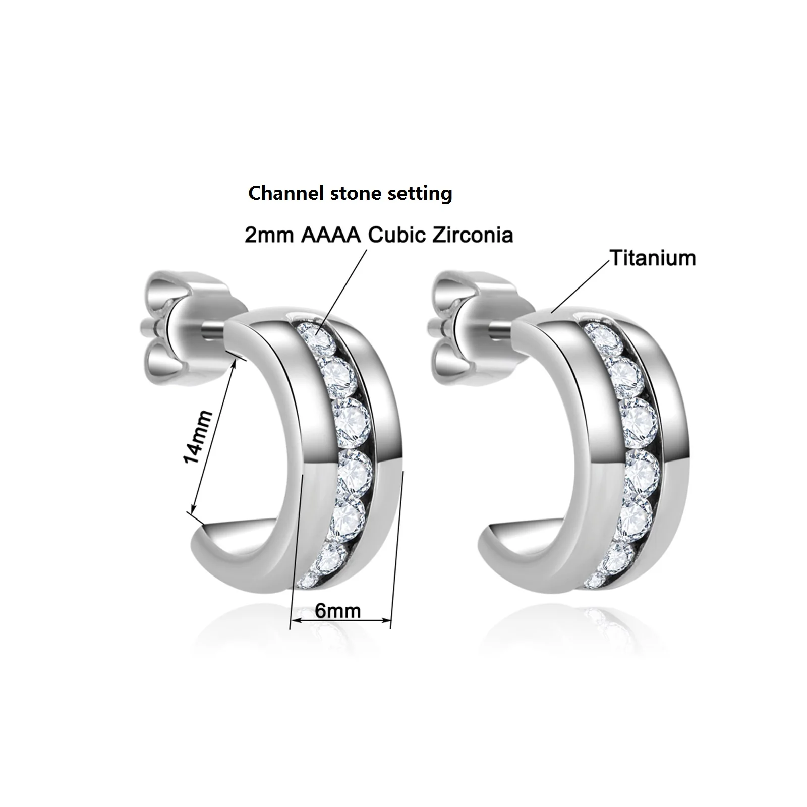 Гипоаллергенные серьги G23 из титана для чувствительных ушей полуобруч Huggie