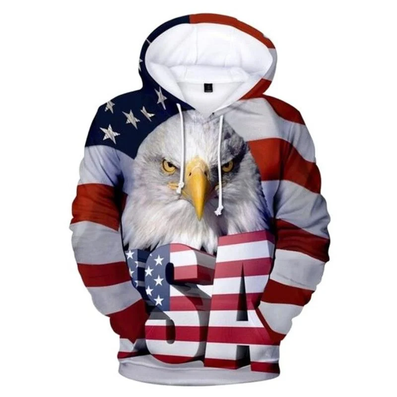 

America Flag Statue Of Liberty Hoodie 3D Printing USA Eagle American Emblem Graphic Hoodies for Men Sweatshirt Hooded Pullovers