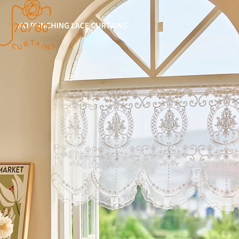 

American High-end Gauze Curtains Lace Window Screens Kitchen Cabinets Partition Curtains Bedrooms Living Rooms