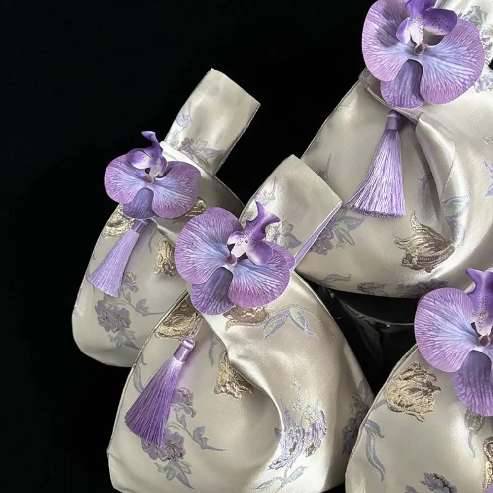 Мешочек для мелких предметов сумка на запястье с узлом и кисточкой сумки