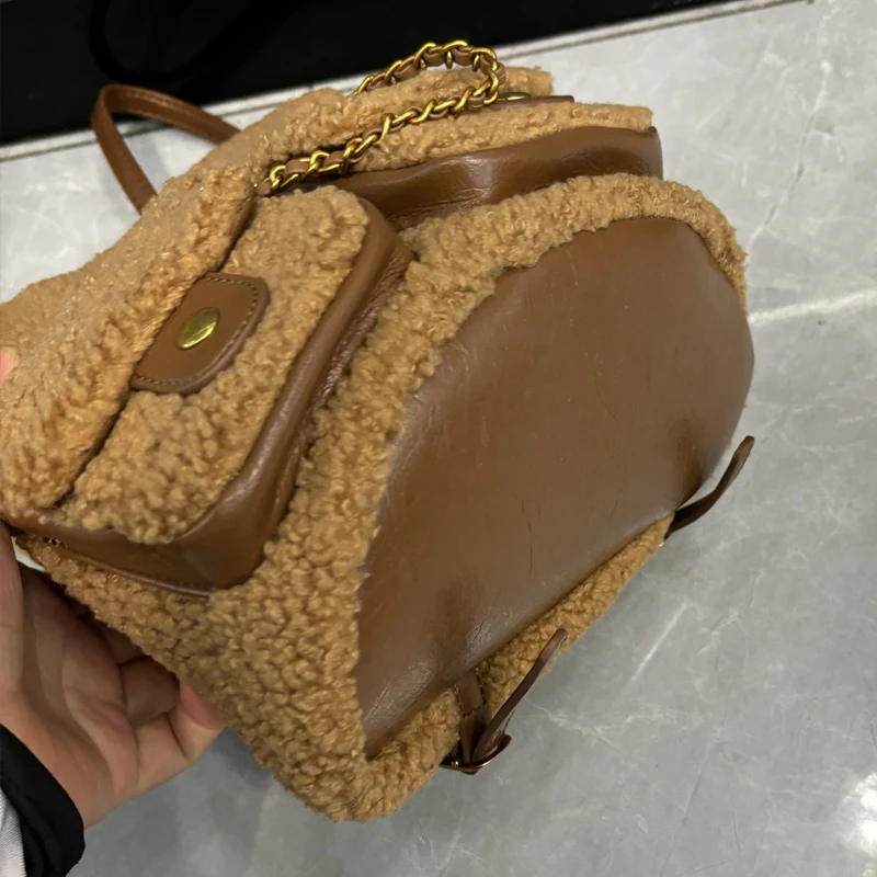 Классические рюкзаки из искусственного меха для женщин роскошные дизайнерские