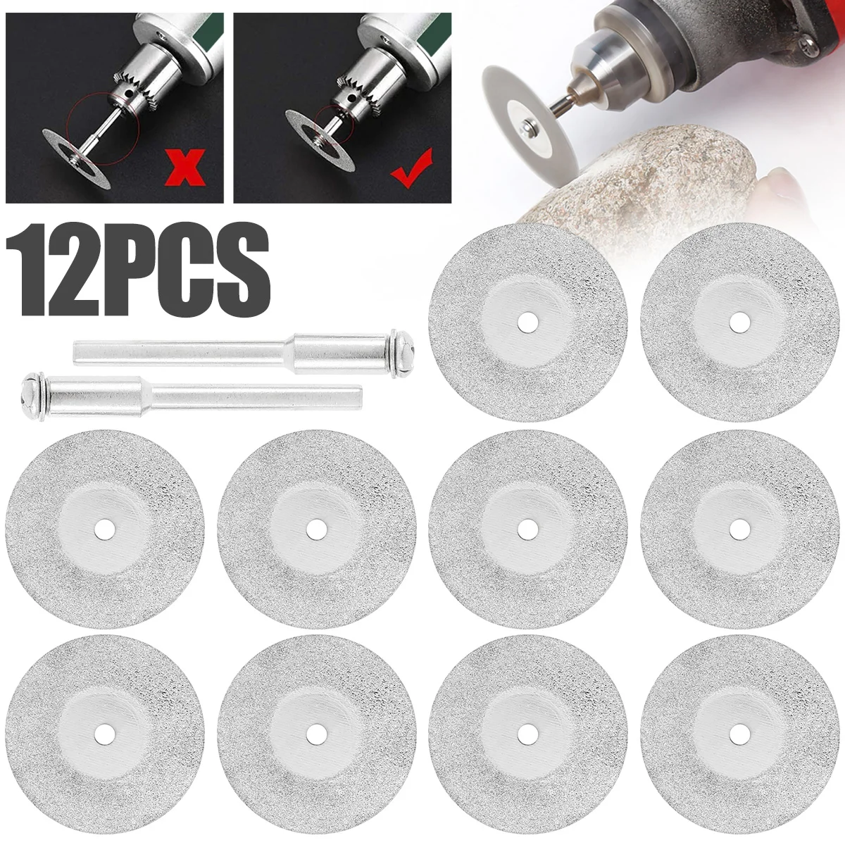 

10 шт. 30 мм алмазные отрезные диски, шлифовальный диск, Круглый Алмазный шлифовальный круг, лезвия пилы с 2 стержнями, вращающийся инструмент, ...