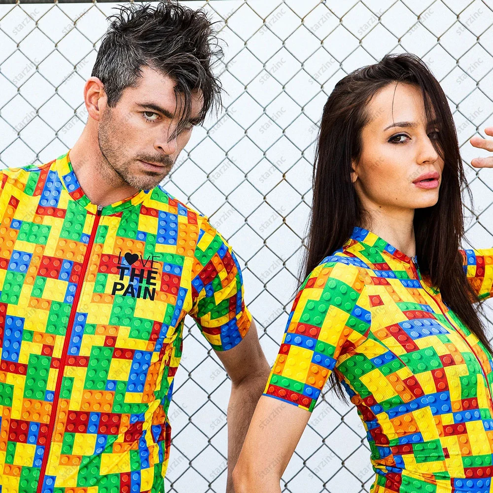 

Love The Pain Couple Short Sleeve Cycling Jersey Road MTB Breathable Shirt Triathlon Laser Cutting Summer Ciclismo Bike Clothes