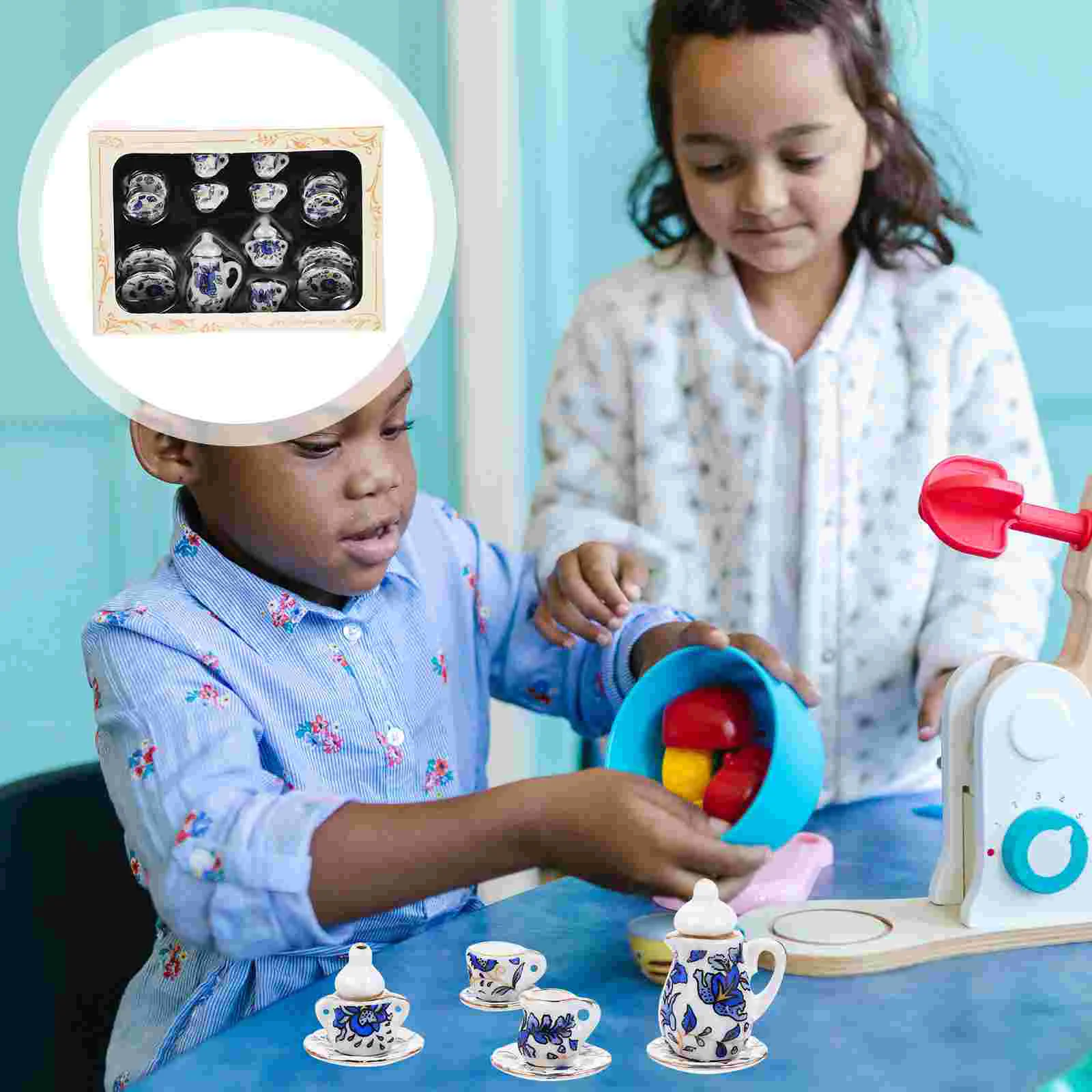 1 набор, миниатюрный кукольный домик, чайный чайник, чайные чашки, украшения, миниатюрные чайные принадлежности