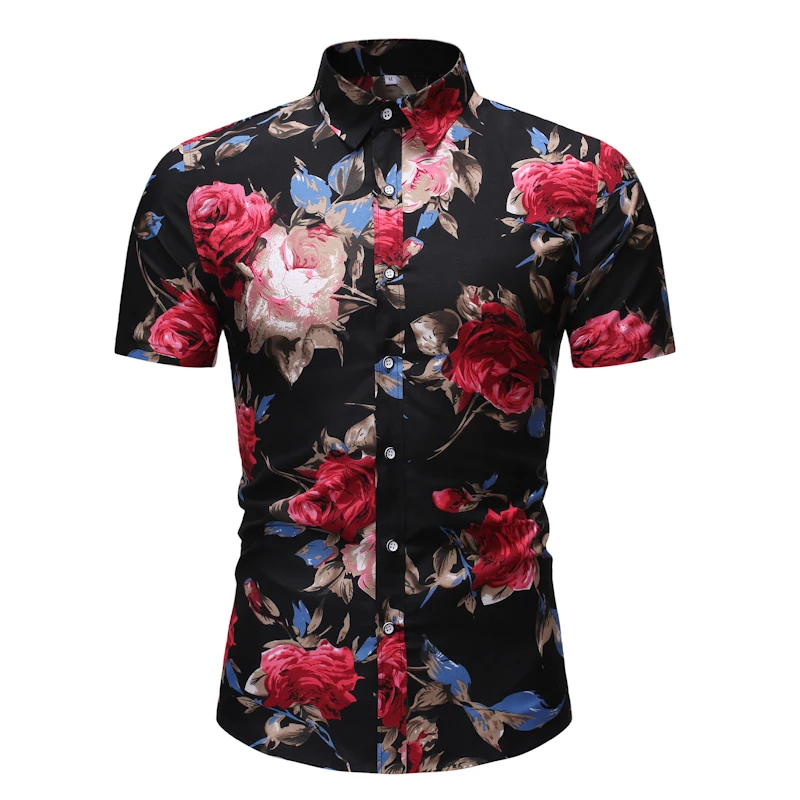 

2022 New Men's Summer Thin Shirts Men's Hawaiian Casual Short Sleeve Shirts Musical Instrument Print Short Sleeve Beach Shirts
