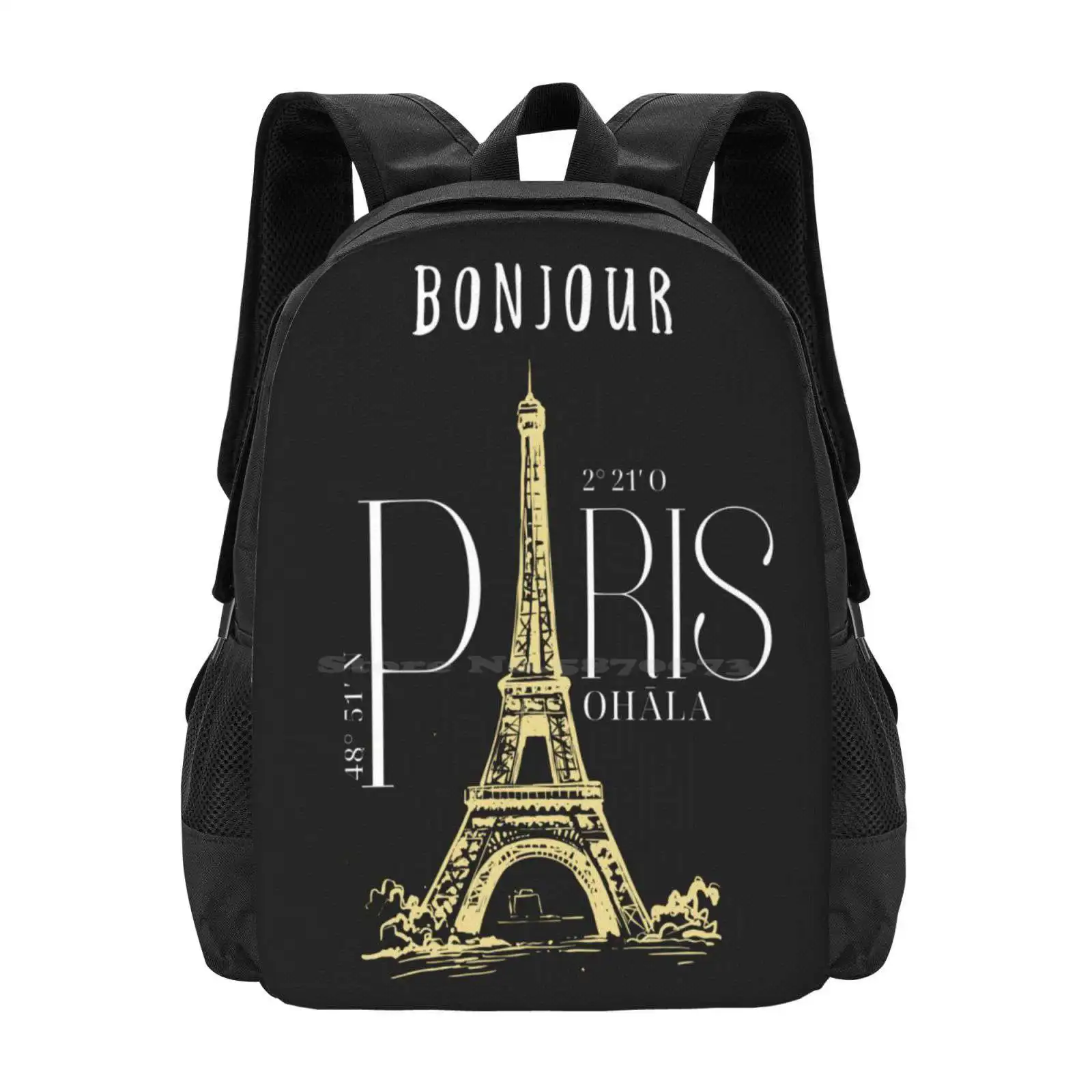 

Paris White School Bags Travel Laptop Backpack Paris Eiffel Tower Street Style Cool Lifestyle