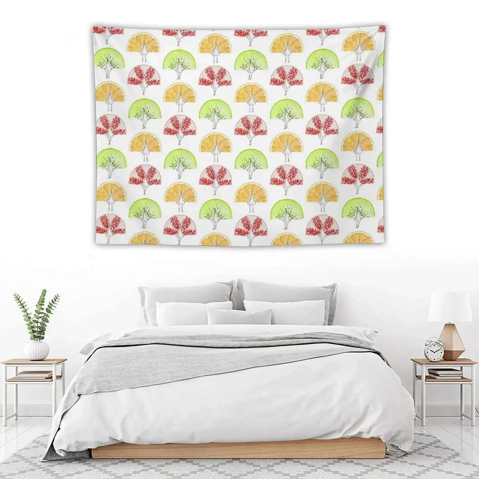 Фрукты Павлин Триптих Гобелен Украшения комнаты Украшение Эстетические