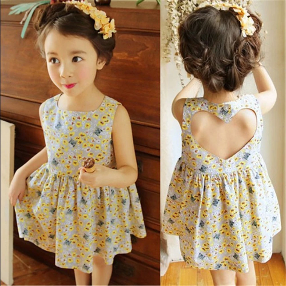 

Summer Girls Beautiful Floral Sleeveless Cotton Dress