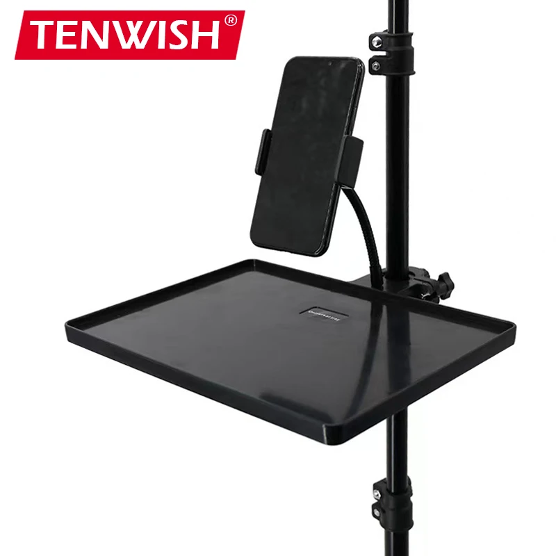 

Sound Card Audio Mixer Tray Monitor Shelf for Light Stand Microphone Holder Tripod Live Show Streaming Photographic Devices Desk