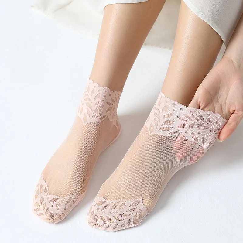 Носки для женщин, кружевные поглощающие пот дышащие сетчатые носки, простые женские короткие носки Y117