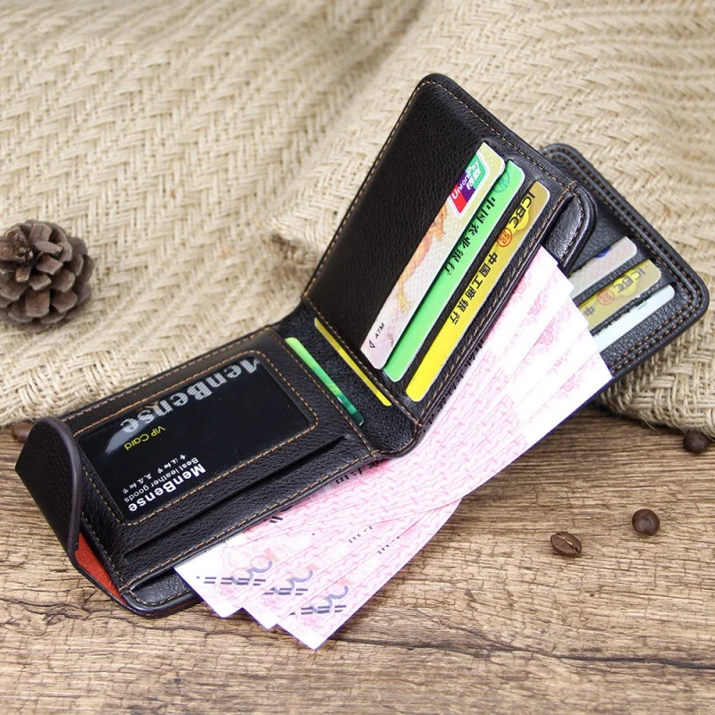 Fashion Short Wallet For Men Multiple Card Holder Trend Cartoon Coin Wallet Business PU Leather Male Money Clip Small Purse
