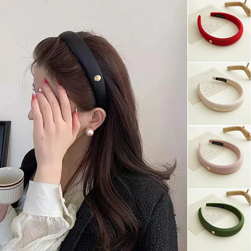 

Korean Fashion Headband Padded Soild Satin Sponge Hairbands for Women Girl Hair Band Female Hair Hoop Headwear Hair Accessories