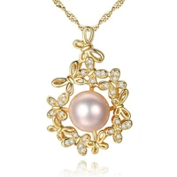 meibapj real freshwater pearl simple golden flower pendant necklace 925 solid silver fine jewelry for women