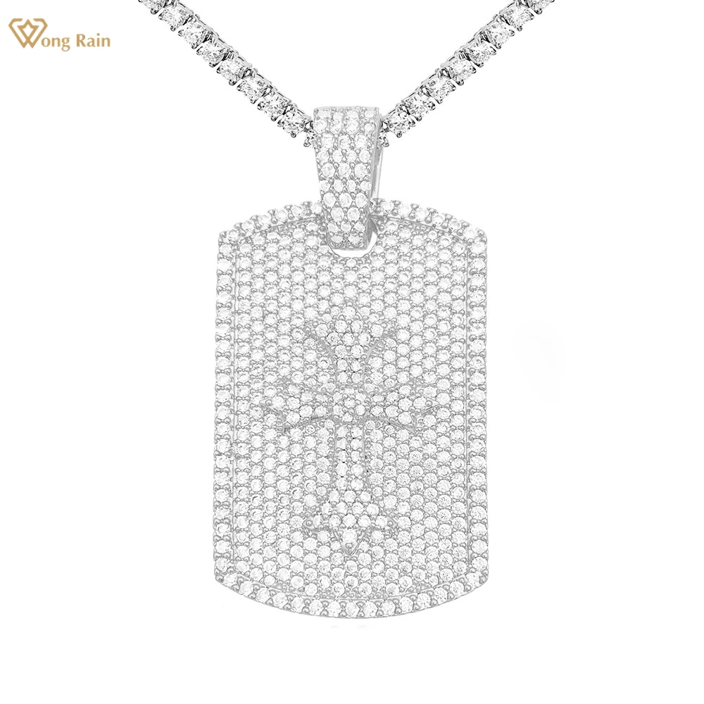 

Wong Rain Hip Hop Rock 925 Sterling Silver Real Moissanite Diamonds Gemstone Luxury 18K Gold Plated Pendent Fine Jewelry Gifts