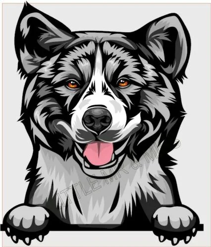 

For AKITA Peeking Dog Breed Colour Window Wall laptop Sticker w/proof