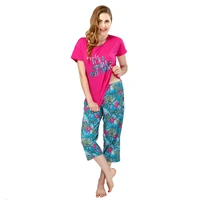 hot selling new short womens two piece round neck fashion pajamas capri pants home clothes xa40