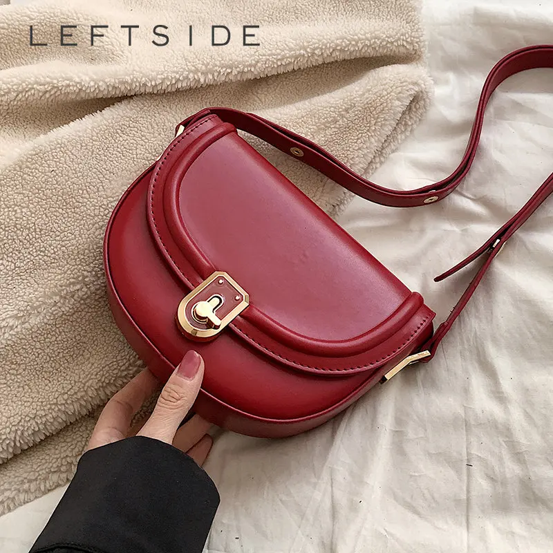 

Женские сумки-седло LEFTSIDE, коллекция зима 2022, модные сумки через плечо в стиле ретро, сумки и кошельки, новейшая Маленькая кожаная сумка через...