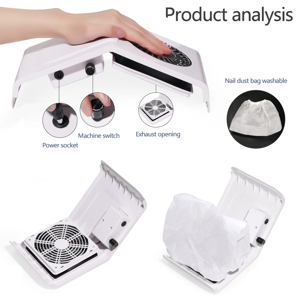 Пылесборник для ногтей CNHIDS Мощное всасывание пылесос маникюра Гель-лак розовая и