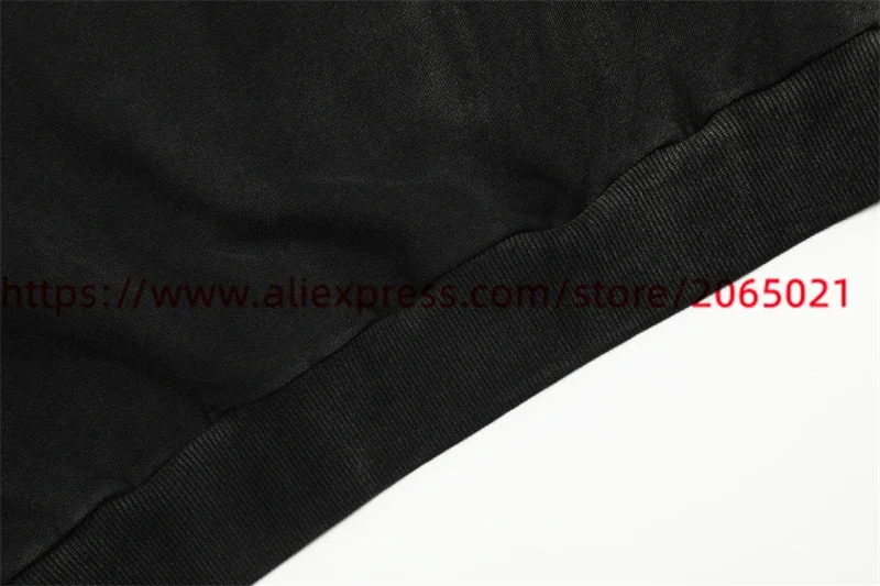 Черные потертые свитшоты Saint Tears с круглым вырезом мужские и женские