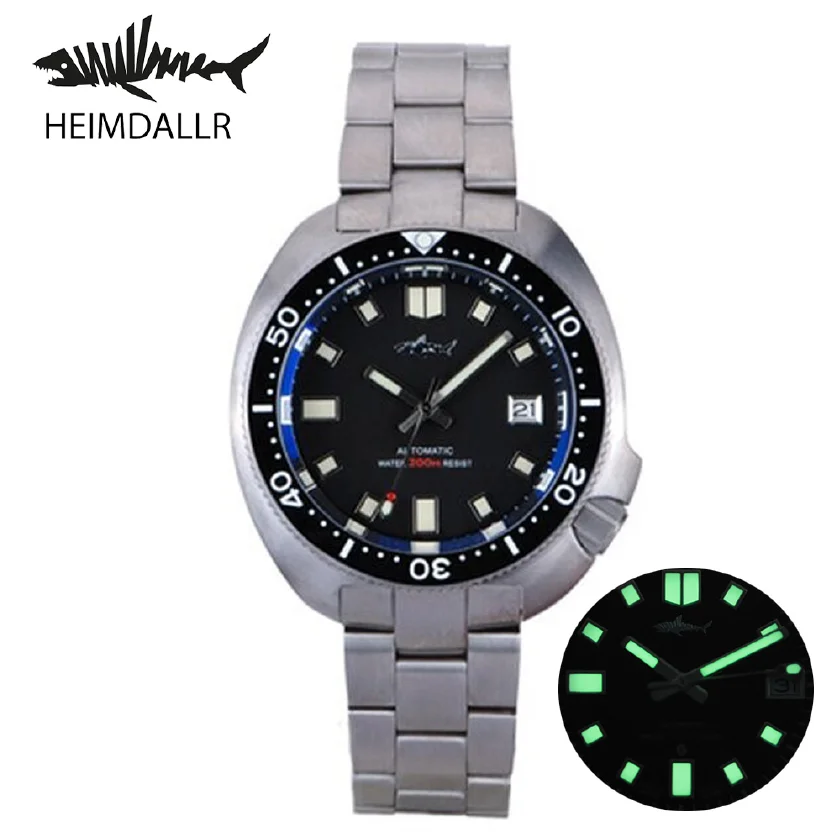 

Heimdallr Titanium Abalone Diver Watch 45mm Black Dial Sapphire Glass NH35 Automatic 200m Titanium Bracelet Mechanical Watches