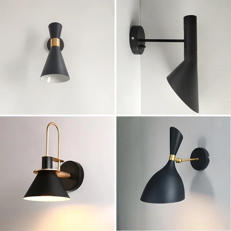 

Modern Nordic Wall Light Lamp for Corridor Bedside Living Room Bedroom Iron Art Adjustable Plating E27 Base Head Sconce Fixture