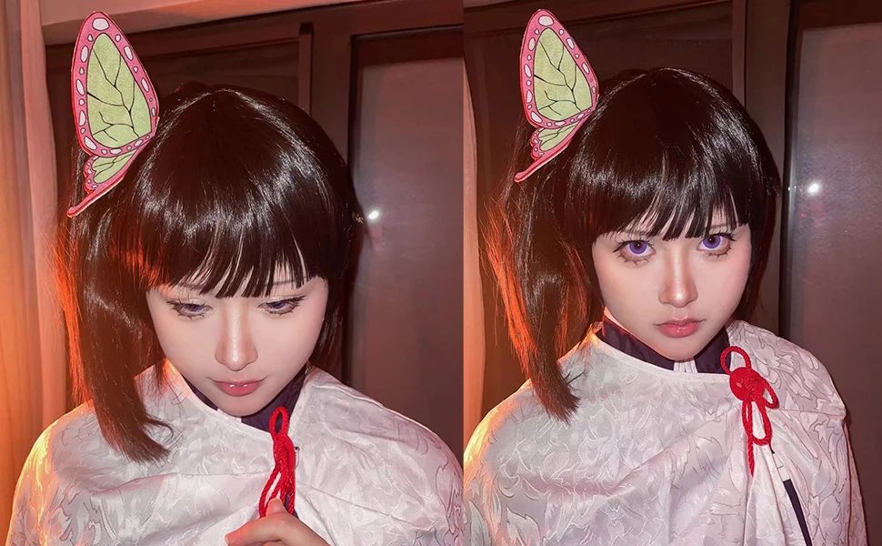 Kanao Wig with Butterfly Clips Demon Slayer Cosplay Wig