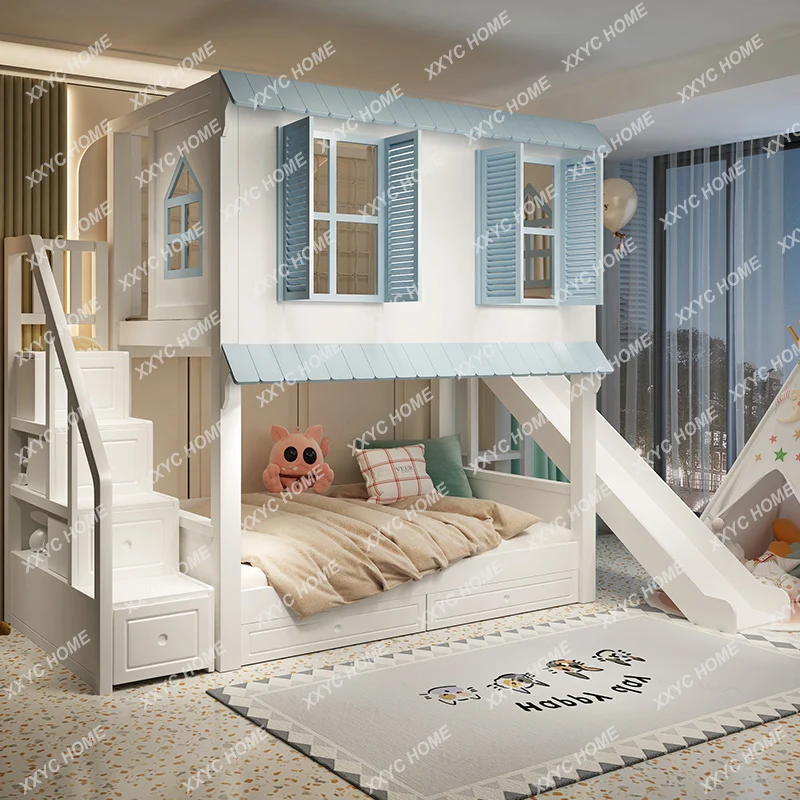 Двухслойная деревянная двухъярусная кровать для детей девочек Верхняя и нижняя