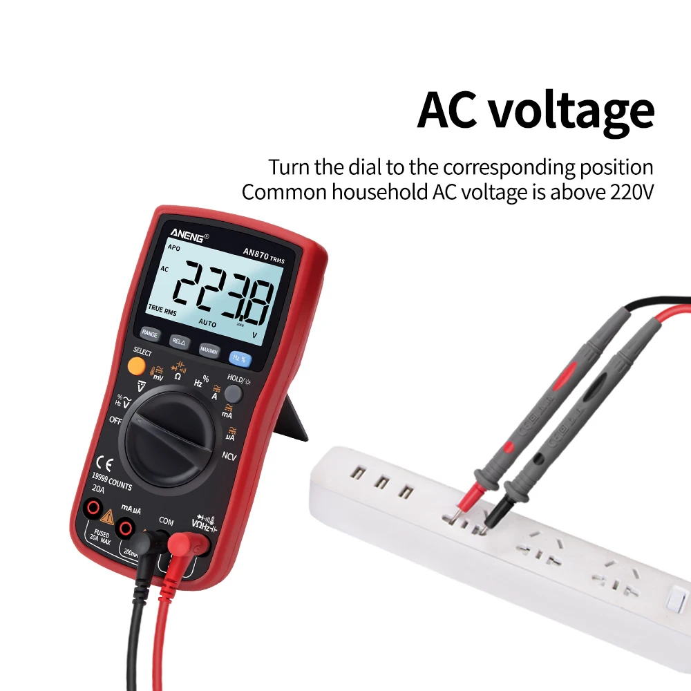 Цифровой мультиметр AN870 профессиональный тестер 19999 отсчетов True-RMS Бесконтактный