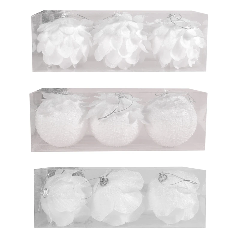 

Белые шары для рождественской елки, 3 шт./коробка, украшения, рождественские праздники 29EF