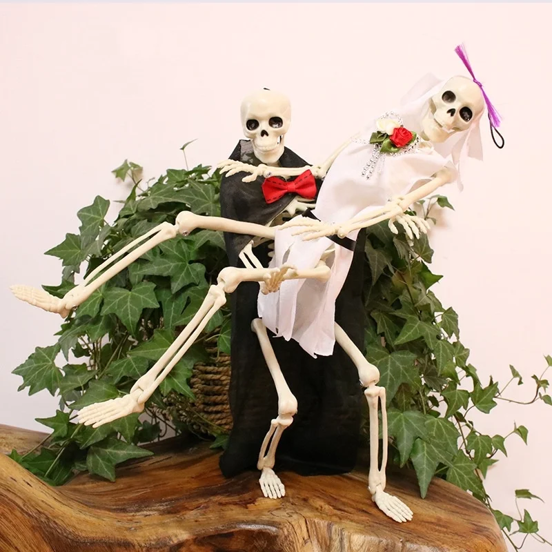 40cm simulation skeleton human halloween prop plastic skeleton bones horror human bones for house party halloween decoration free global shipping